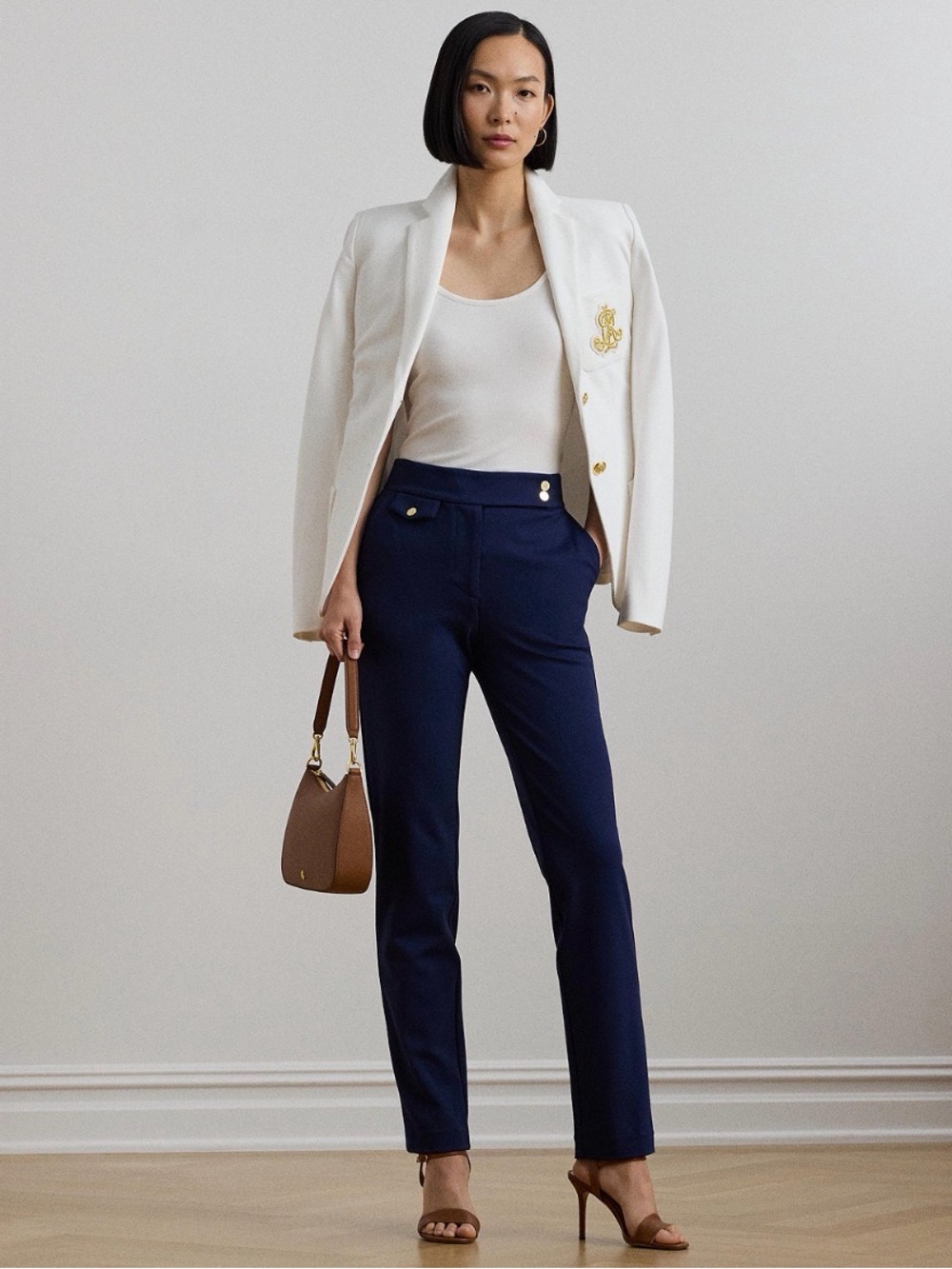Lauren Ralph Lauren Women’s Navy Ponte High-Rise Straight Ankle Pants Pockets L